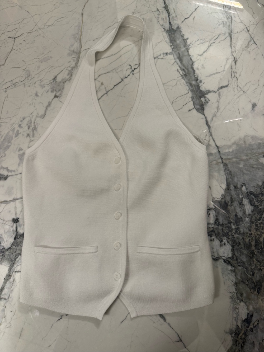 Aritzia White Halter Button-Front Vest